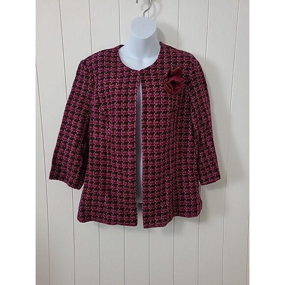 K Studio Collection Sweater Open Cardigan Womens 18 Black Purple Woven Knit - Picture 3 of 14